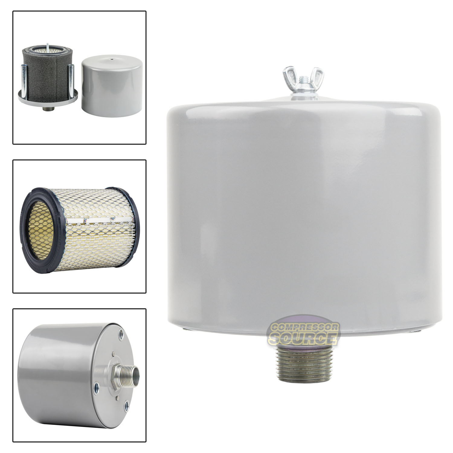 1" Air Compressor Intake Filter Silencer Metal Canister Housing One